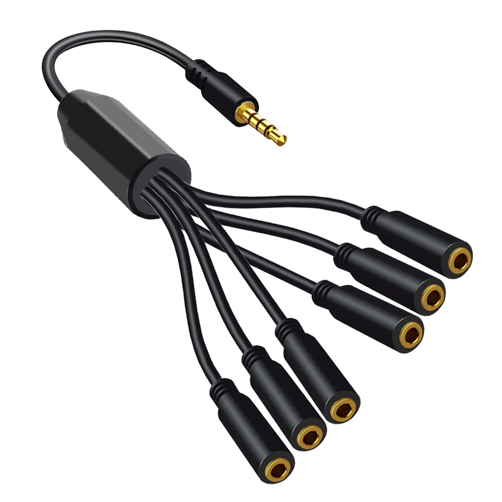 3.5Mm Earpphone Spliter Audeo Jack Extender Da 1 A 6 Porte Cavo Aux Auricolare Mic Adattatore Audio Per Cavo Splitter Per Cuffie Del Telefono