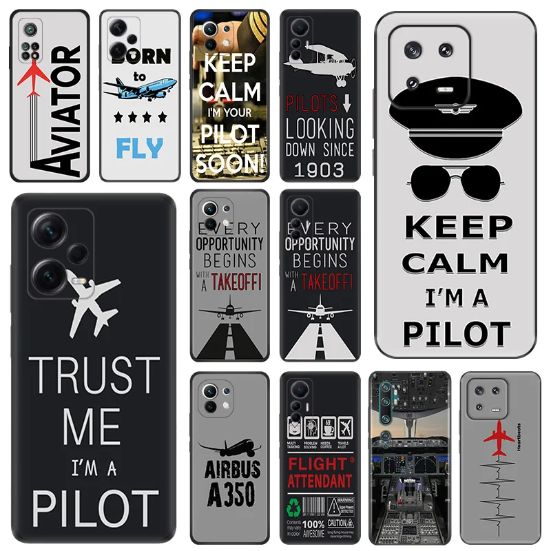 Custodia Opaca Per Telefono Per Xiaomi 13 Lite 12C 12T X 12S Redmi Note 12 Pro A1 A2 Plus Cc9 Aereo Aereo Fly Plane Cover Morbida Nera