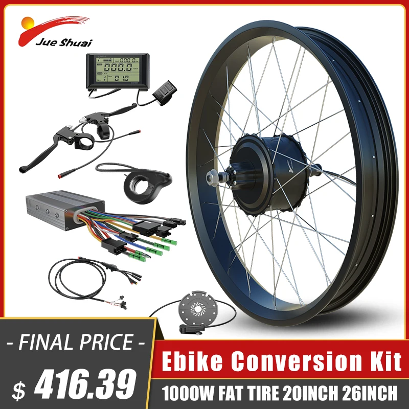 20 "26" Fatbike Mozzo Ruota Motore Potente Trazione Posteriore E Kit Di Conversione Bici 48V 1000W Motore Posteriore Ebike Snowbike Dropout 170/190Mm