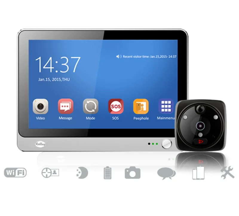 7 Pollici Wifi Gsm Sistema Di Video Citofono Del Campanello Di Peephole Viewer Funzione Di Sos