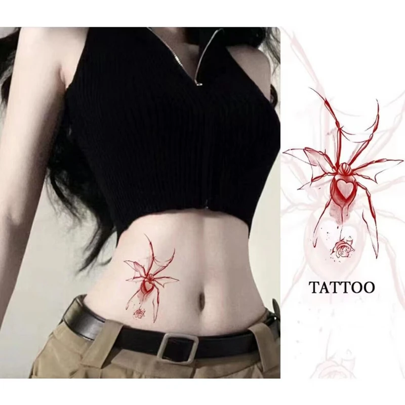 2023 Darkly Rose Spider Adesivi Per Tatuaggi Temporanei Impermeabili Flower Arm Girls Lasting Art Tatuaggi Finti Per Uomo Donna Tatuagem
