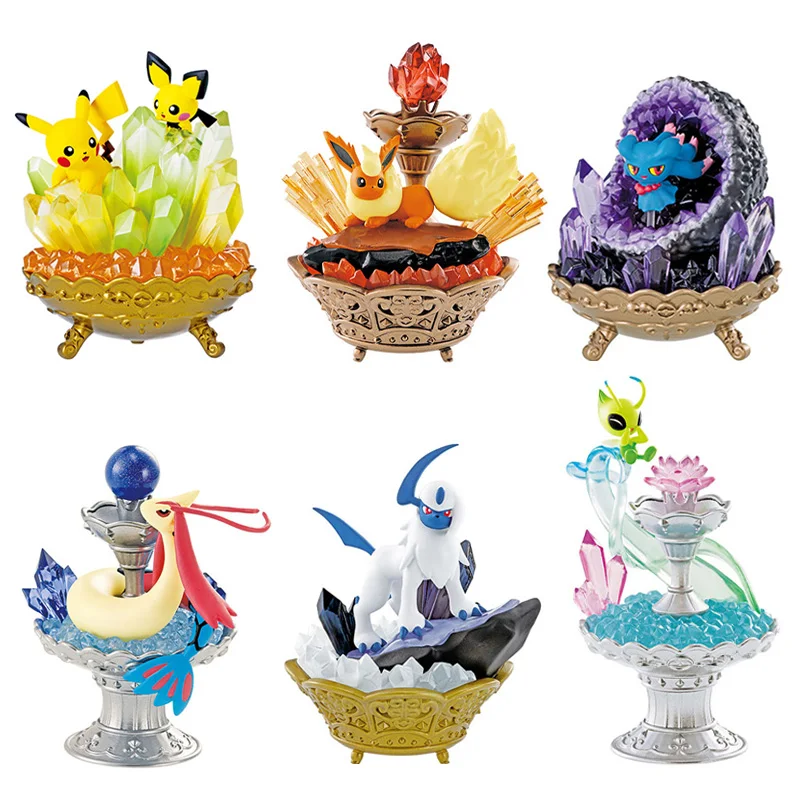 Pokemon Figure Re-Ment Gem Stone Collection 1 Absol Milotic Pikachu & Pichu Flarreon Celebi Misdreavus Original Pvc Toys Gift