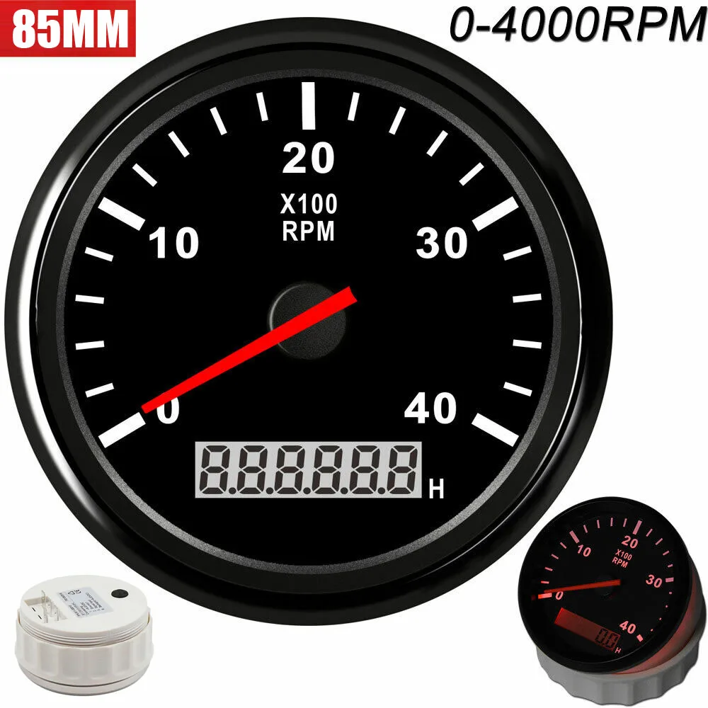 Contagiri 4000Rpm Contagiri 85Mm Motore Diesel A Benzina Tacho Gauge Con Contaore Lcd Per Sensore Tacho M16 M18 Marine Boat Motor