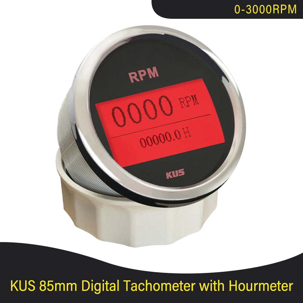 Contagiri Per Motore Diesel Fuoribordo Kus 85Mm 3K Rpm 4K Rpm 6K Rpm 8K Rpm Con Misuratore Di Ore Digitale A Led Generatore Di Motore Tach Gauge