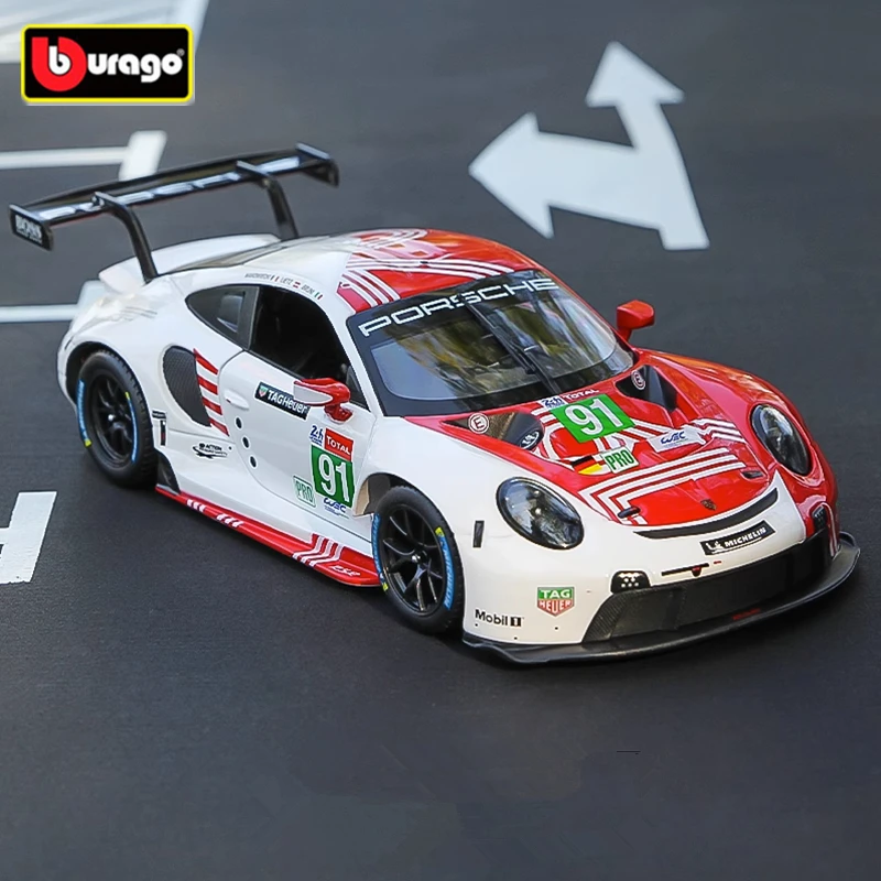 Bburago 1:24 Porsche 911 Rsr Alloy Track Racing Car Model Diecast Metal Sports Car Model Simulation Collection Giocattolo Per Bambini Regalo