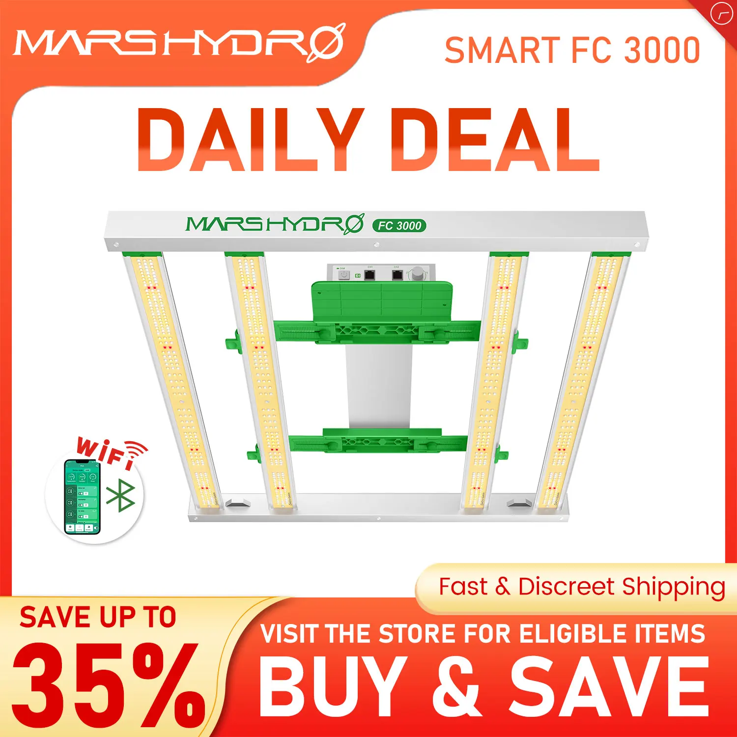 Mars Hydro Smart Fc 3000 Led Coltiva La Luce Dimmerabile A Spettro Completo Samsung Lm301B Chip Per Piante Idroponiche Di Fiori Veg Da Interno