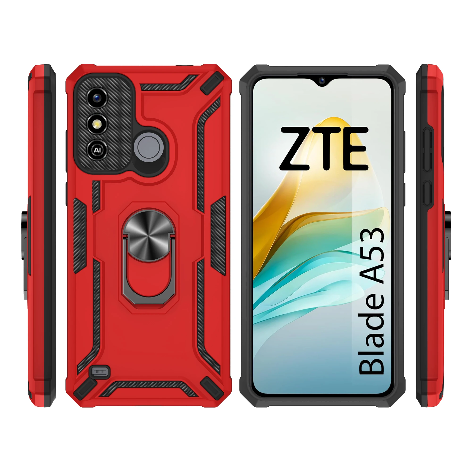 Tpu Pc Antiurto Combo Hybrid Kickstand Cover Fundas Per Zte Blade A53 A52