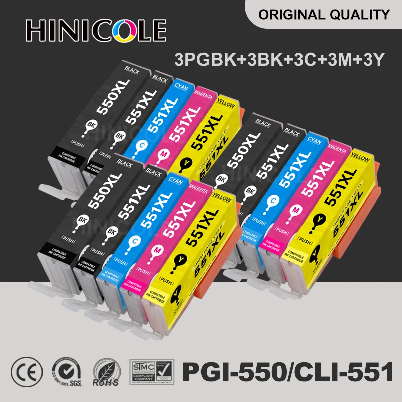 15 Pack Cartuccia Di Inchiostro Compatibile Per Canon Pgi-550 Cli-551 Pgi 550 Cli 551 Pieno Di Inchiostro Per Canon Mg7150 Mg7550 Ip7250 Mx925 Stampan