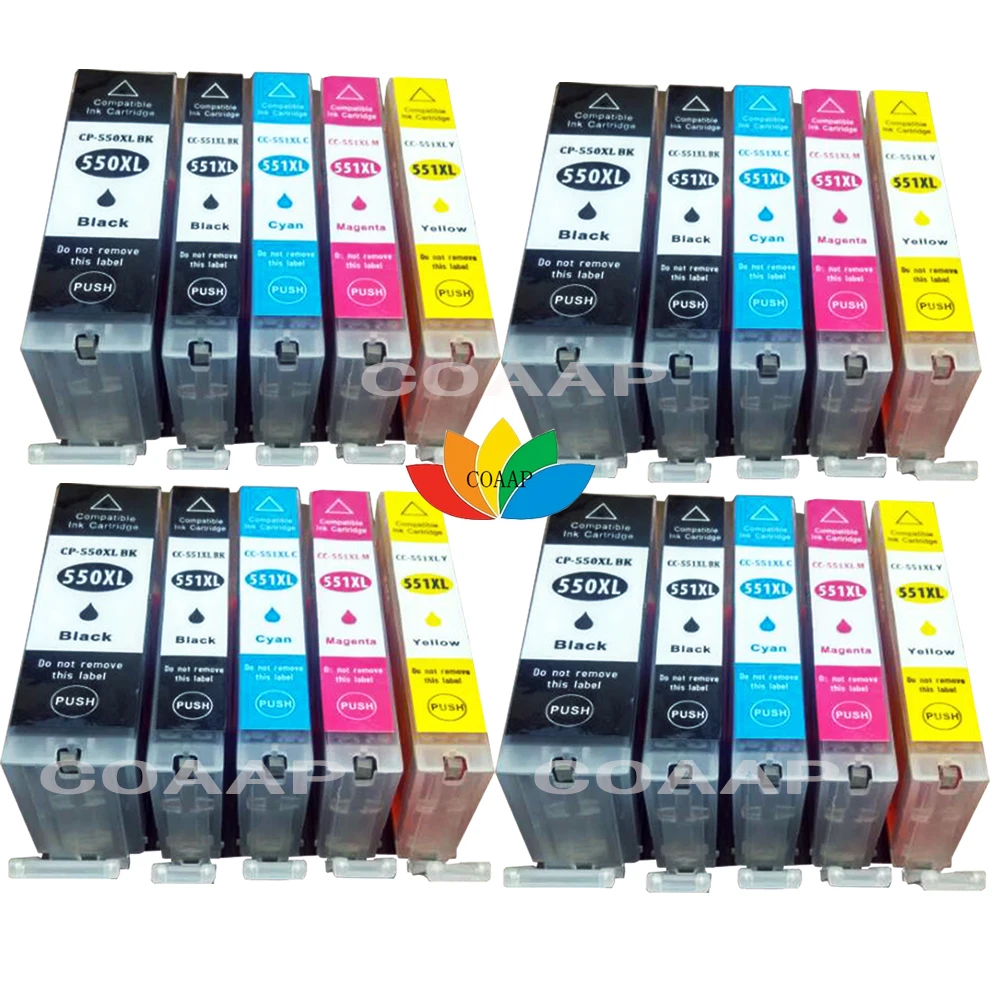 20 Compatibile Canon 550 551 Cartucce Di Inchiostro Per Pixma Mg5650 Mg6650 Mg7550 Mx925 Ip7250 Ip8750 Ix6850