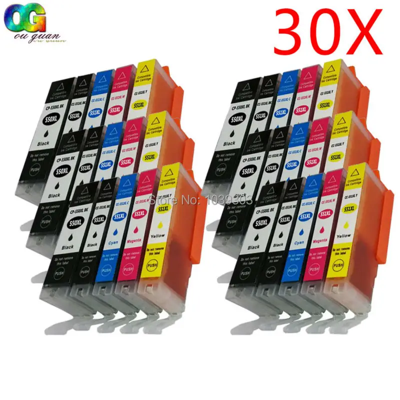30Pk Compatibile Canon Pgi-550 Cli-551Printer Modello Per Canon Pixma Mx725 Mx925 Mg5450 Mg5550 Mg6350 Ip7250