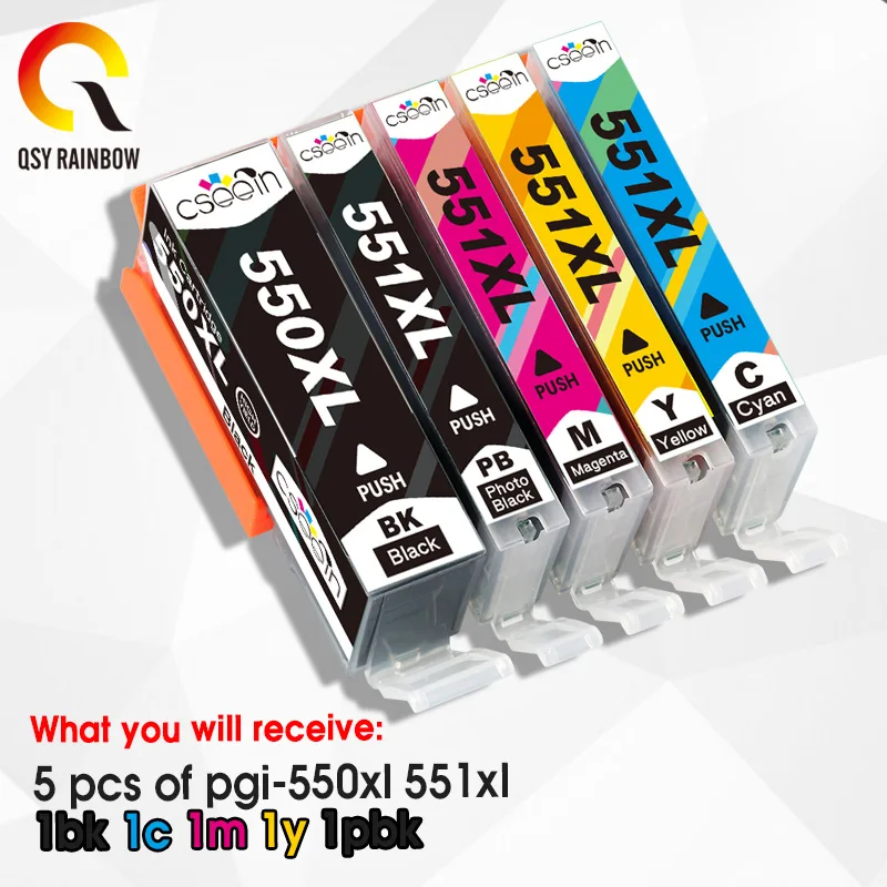 5Pk Pgi 550 551 Cartuccia Di Inchiostro Compatibile Per Canon Pixma Ip7250 Mg5450 Mx925 Mg5550 Mg6450 Mg5650 Mg6650 Mx725 Mx925 Stampante