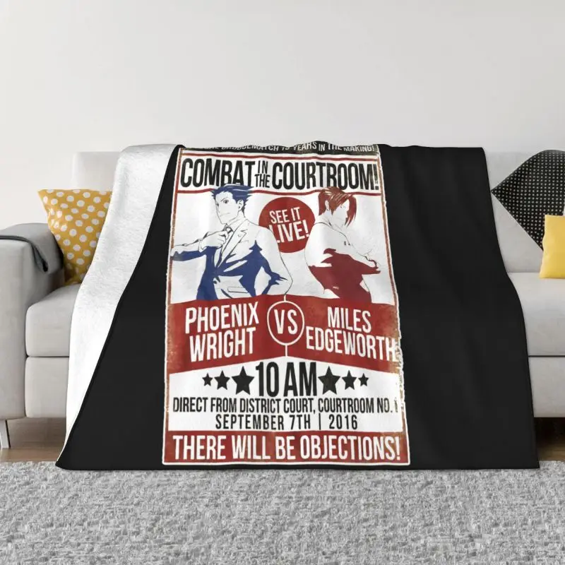 Ace Attorney Combat In The Courtroom Phoenix Wright Edgeworth Game Blanket Autumn Thicken Super Warm Bedding Supply