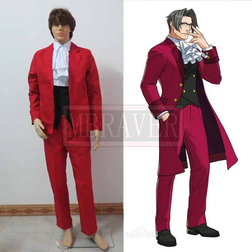 Costume Cosplay Ace Avvocato Phoenix Rullino Miglia Edge Mitsurugi Reiji Gyakuten Saeani