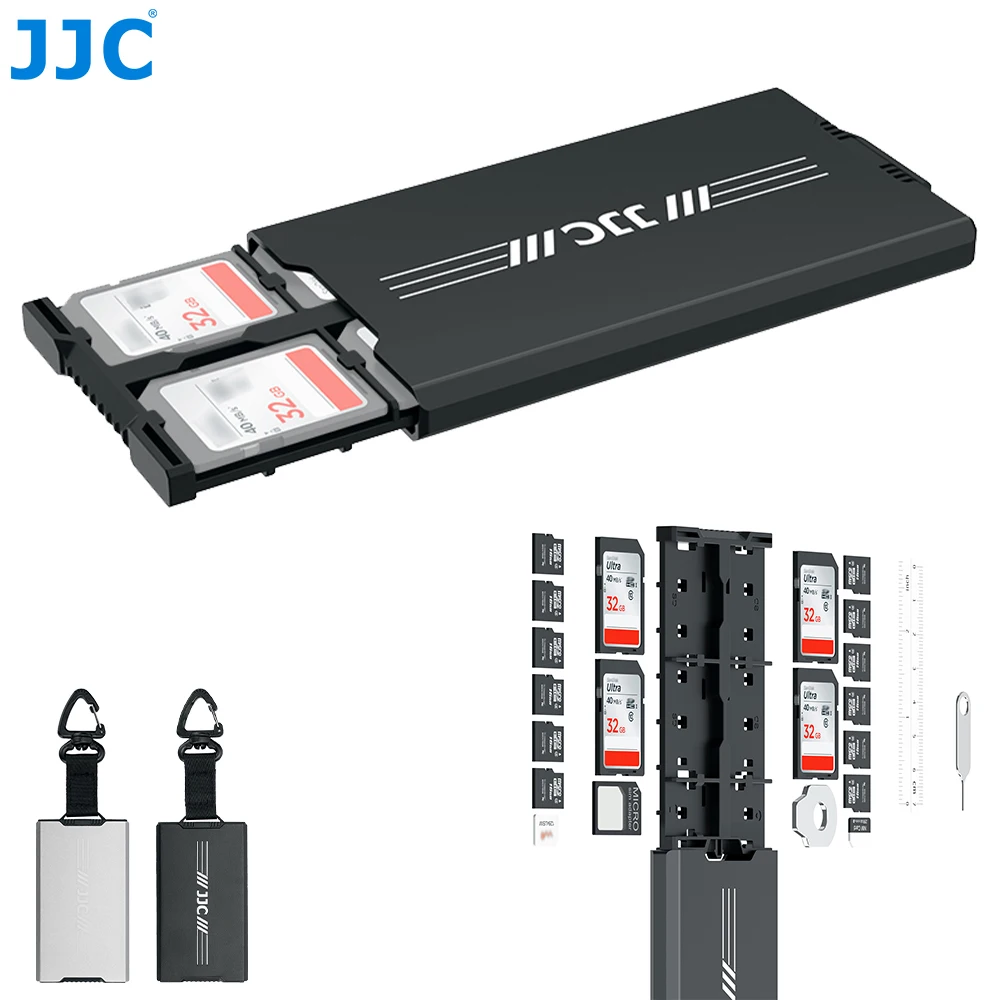 Jjc 18 Slot Custodia Per Scheda Di Memoria Design Pop-Up Supporto Per Scheda Sd Microsd Con Moschettone Per 4 Schede Sd + 12 Micro Sd/Tf + 2 Nano Sim/