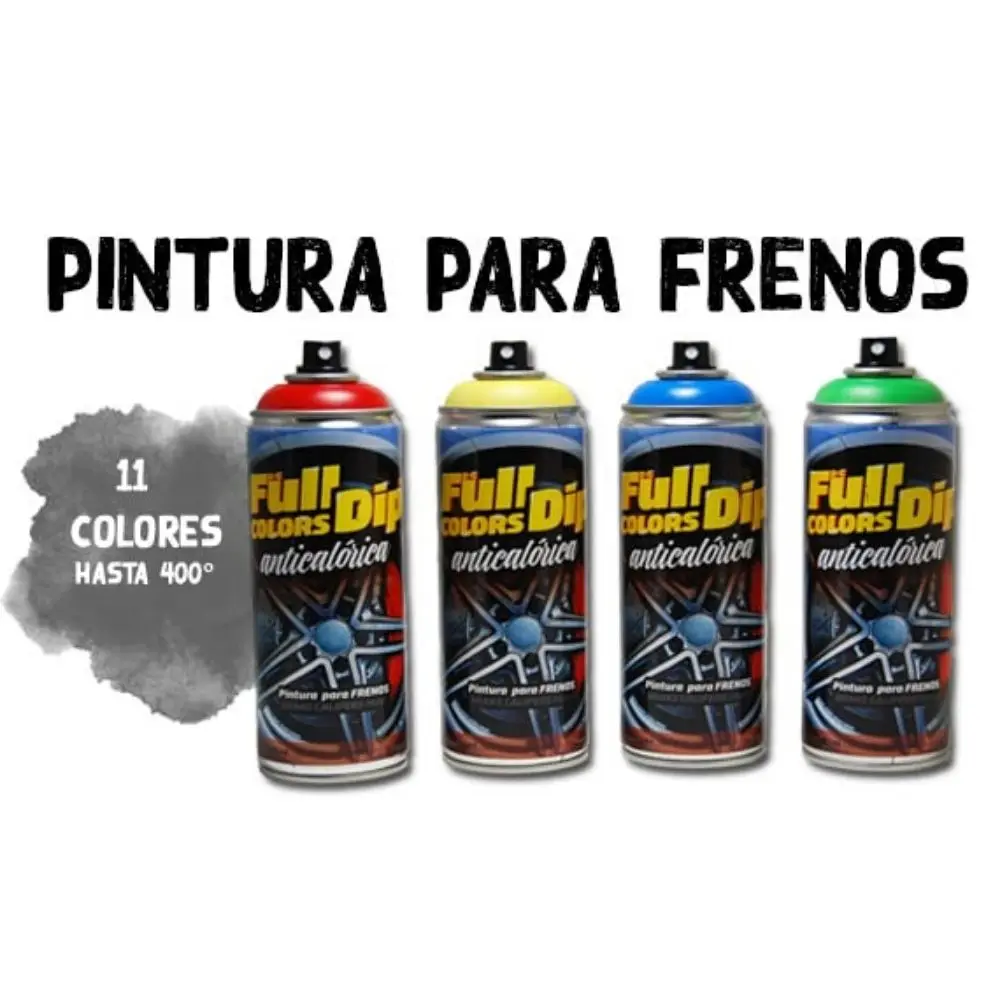 Fulldip Spray Pintura Anticalorica Permanente Pinzas De Freno Full Dip 400 Ml Pinza Aerosol Rojo Tlamarillo Gris Negro Verd