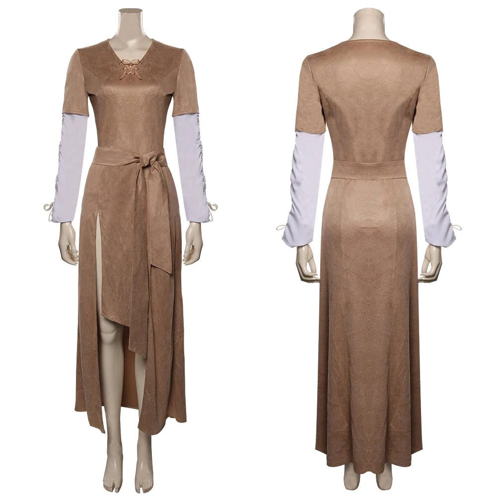 Princess Cosplay Leia Fantasy Women Brown Dress Costume Movie Space Battle Return Roleplay Suits Halloween Fantasia Outfits