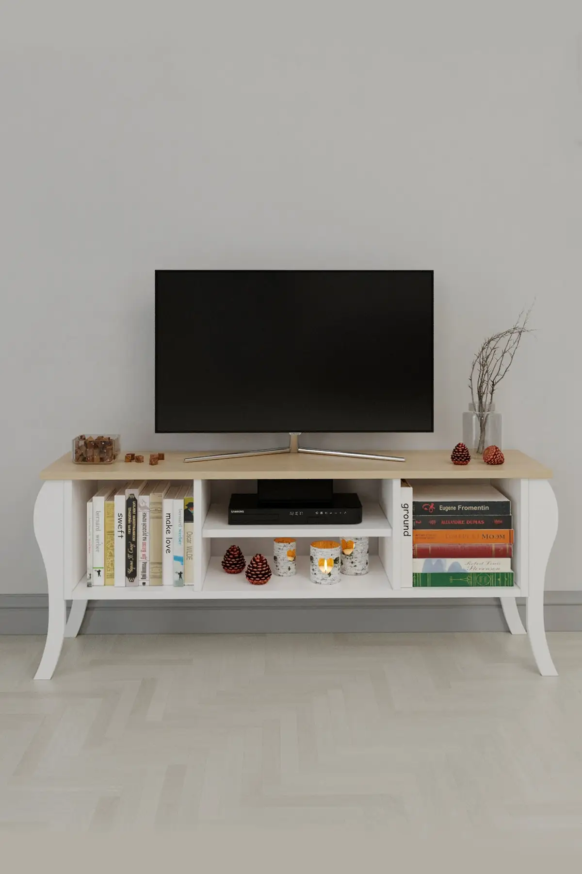 Modern Lukens Flip Capless Tv Unit 120Cm Televisione Tavolo Rovere