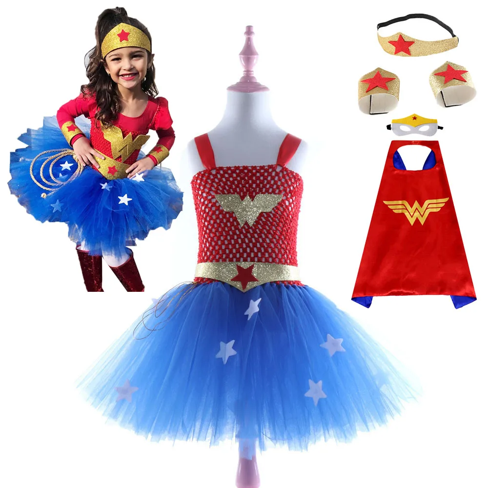 Costume Di Halloween Superhero Girls Tutu Dress Dawn Of Justice Cosplay Dress For Girls Hot Halloween Party Dress Costume Per 2-10Y