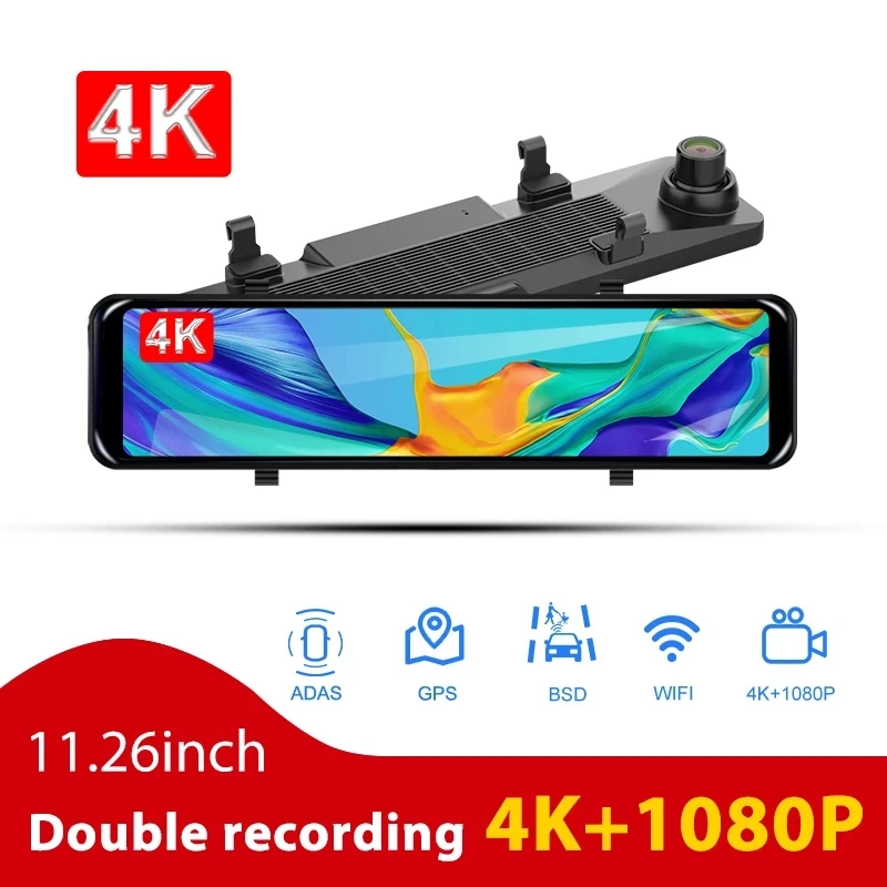 Hot S18 4K Dual Cams Dash Cam 11.26 "Mirror Car Dvr Wifi Gps Adas Funzione Bsd 24H Monitor Di Parcheggio Specchietto Retrovisore Scatola Nera