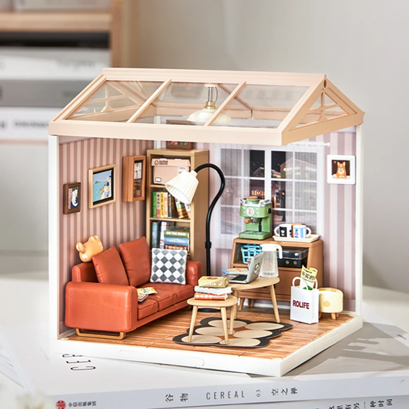 Robotime Rolife 3D Puzzle Super Store Cozy Living Lounge Plastica Kit Casa In Miniatura Fai Da Te Led Building Blocks Per Adulti Donne
