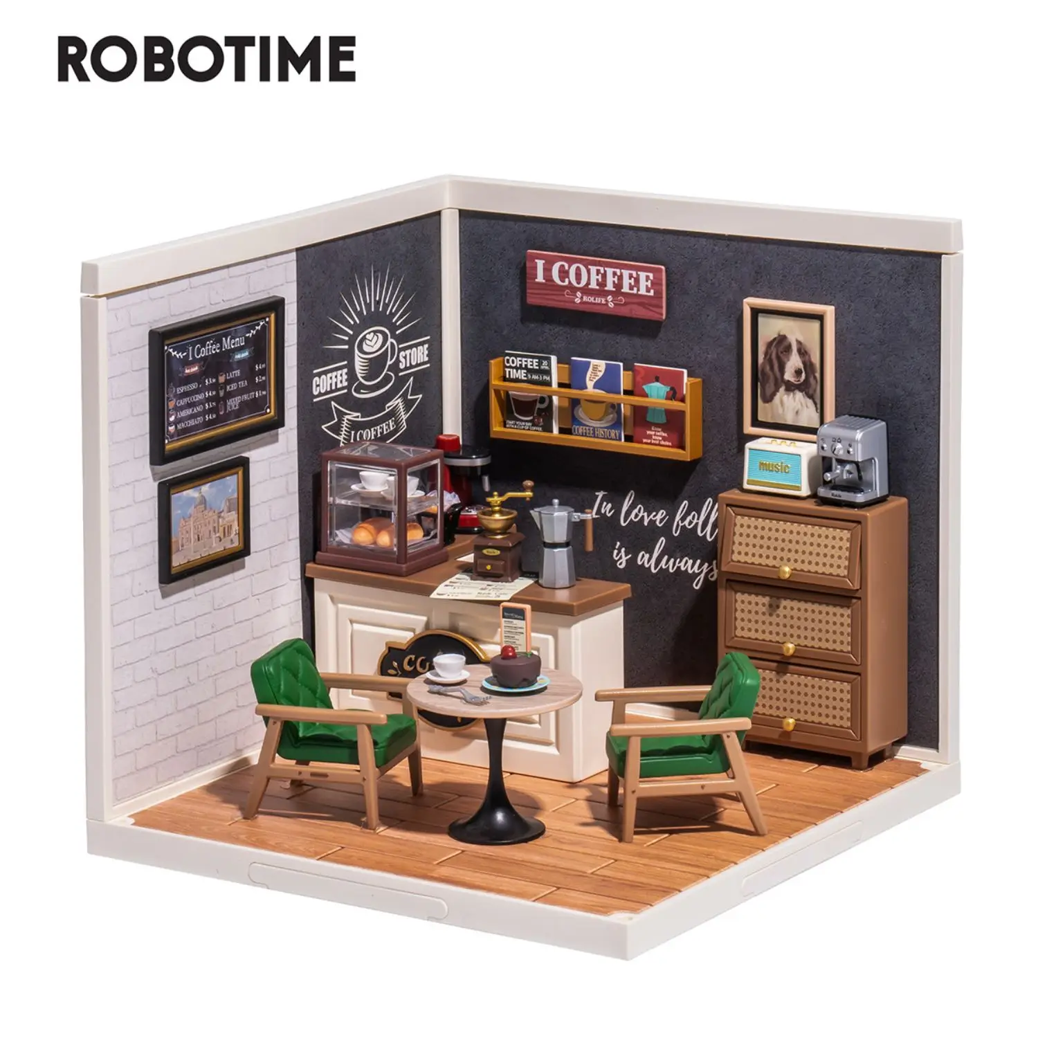 Robotime Rolife 3D Puzzle Di Plastica Super Store Breezy Time Cafe Kit Casa Delle Bambole In Miniatura Fai Da Te