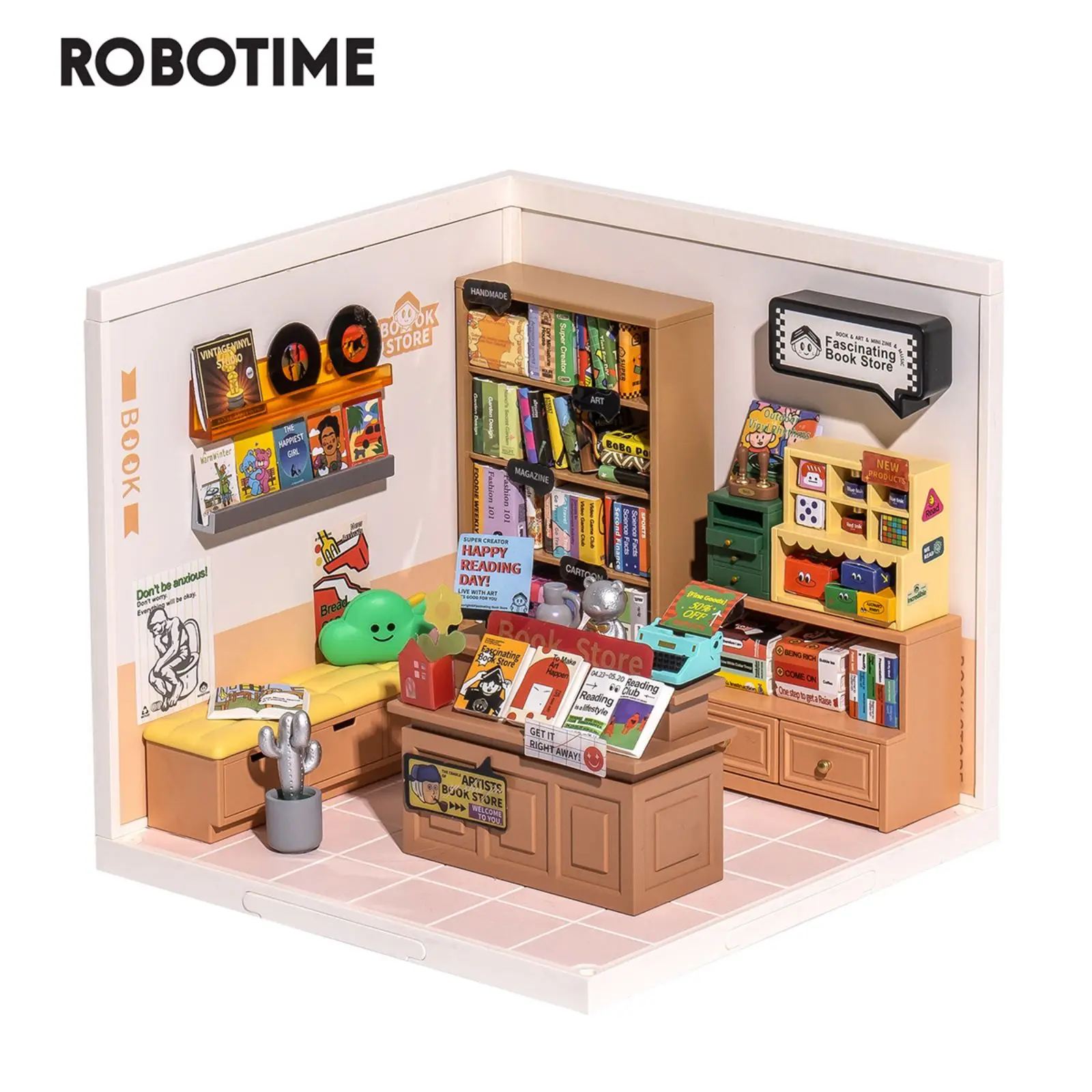 Robotime Rolife Super Store Series Puzzle 3D In Plastica Kit Casa Delle Bambole In Miniatura Fai Da Te Set Di Blocchi Per Regali