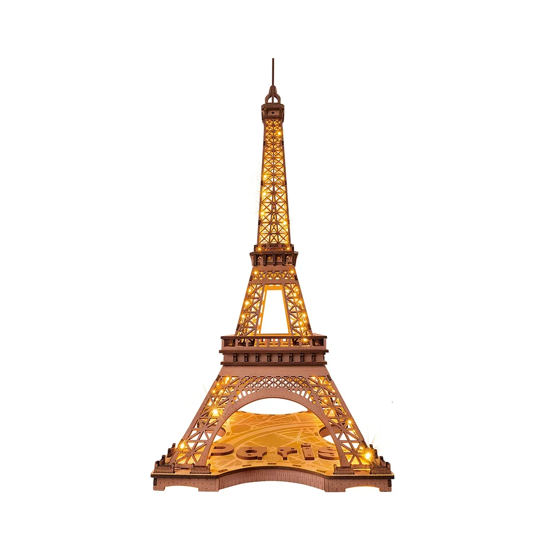 Robotime Rolife Night Of The Eiffel Tower Puzzle In Legno 3D Per Adolescenti Viste In Miniatura Per Adulti Di Famosi Edifici Decorazione Di Giocattoli