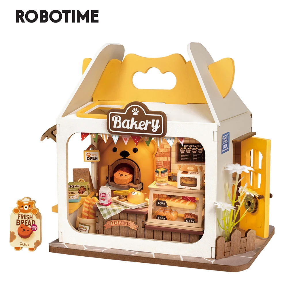Rolife Miniature Doll House Food Box Shop Kit Casa In Miniatura Fai Da Te Diorama House Building Set Con Led Room