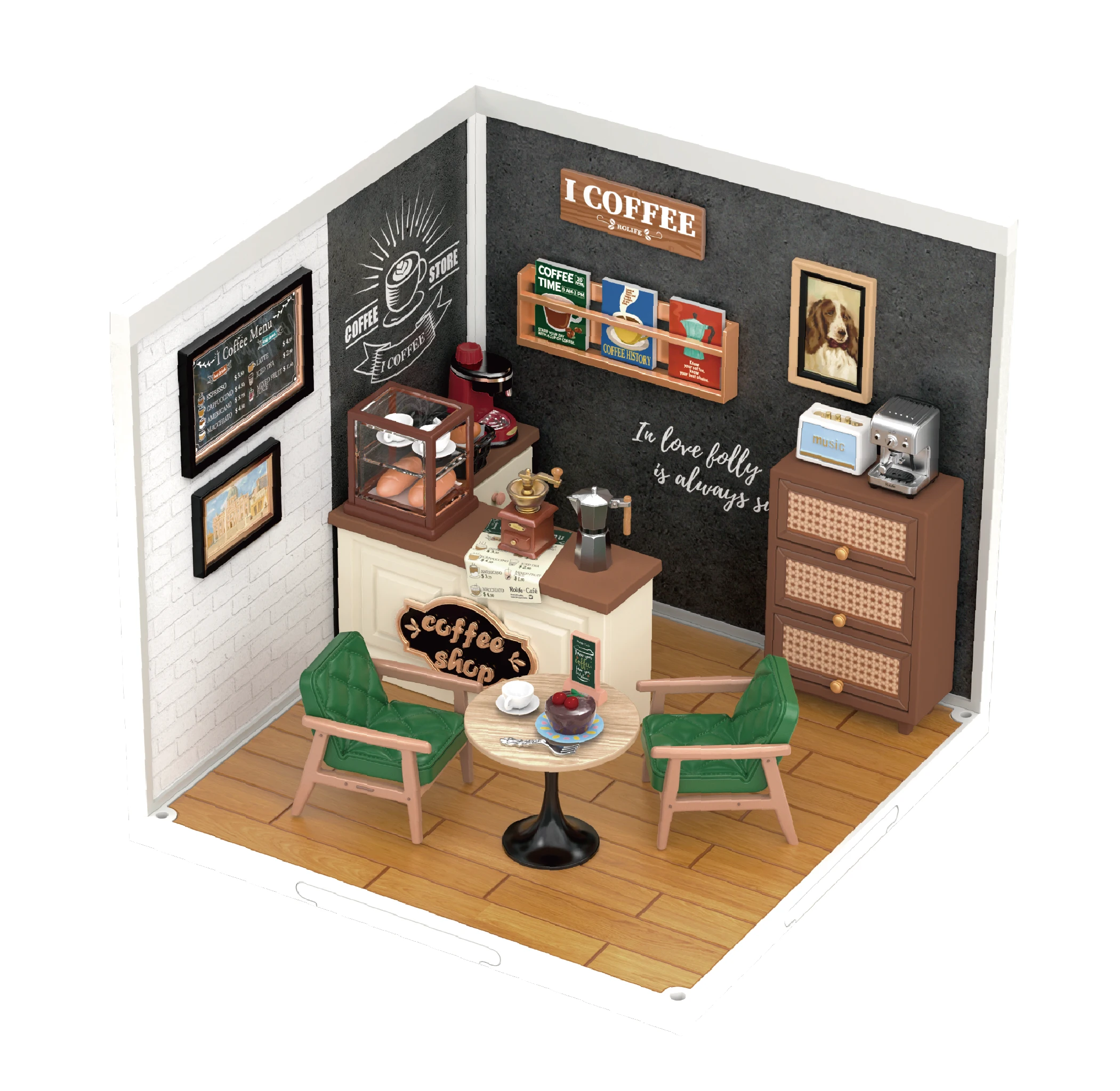 Robotime Rolife Super Creator Daily Plastic Diy Miniature House Cafe Energy Supply Store Building Block Set Versione Inglese Dw