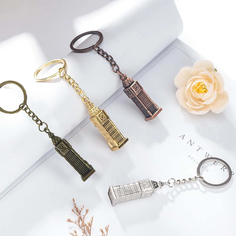 London Clock Model Small Keychain Souvenir Gift 3D Metal British Travel Souvenir Mini Big Ben Portachiavi Per Festival
