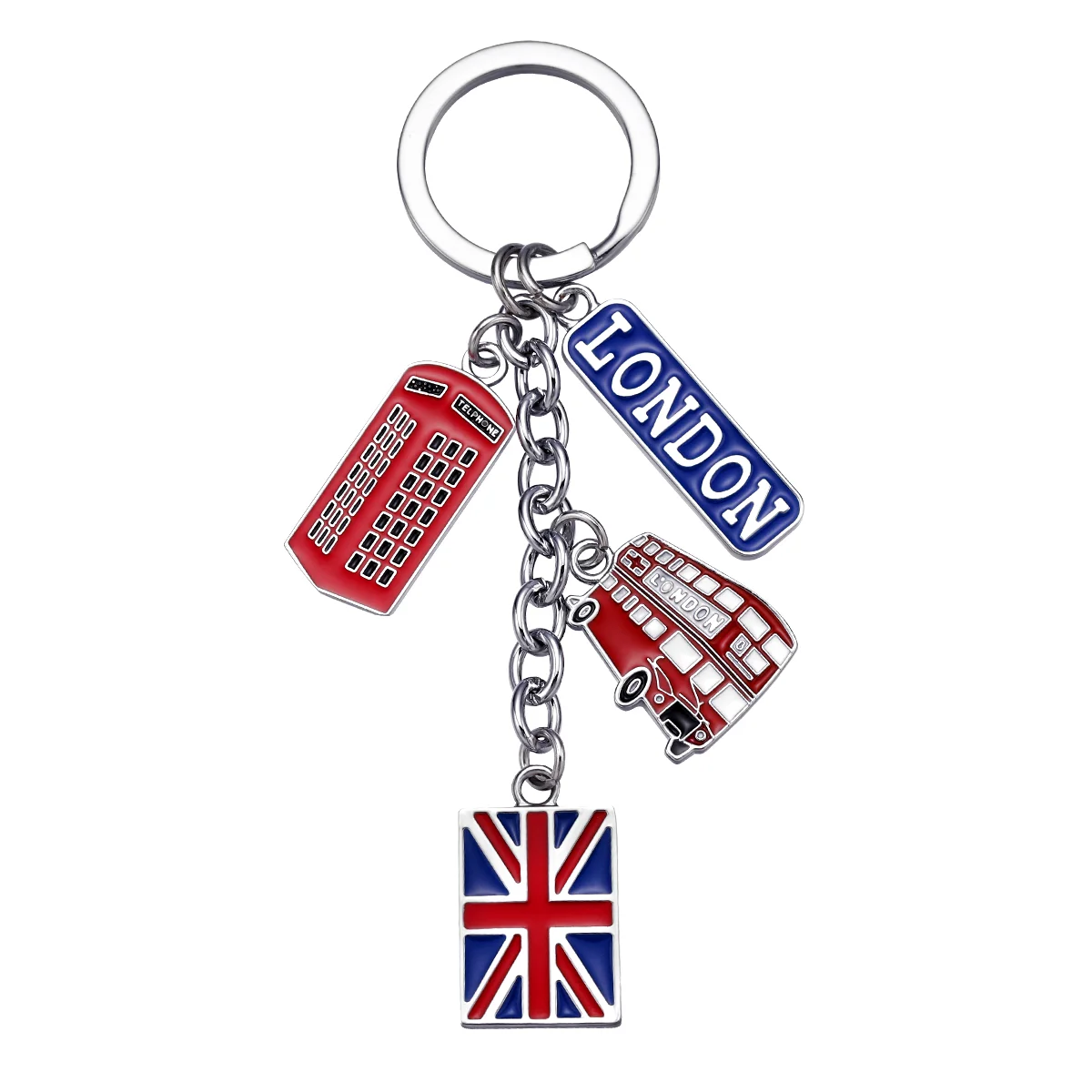 Souvenir Di Londra Bandiera Regali Souvenir Uk British Travel Portachiavi Box Promozionale Jack Union Metal Key Phone Car Post Charms Rings