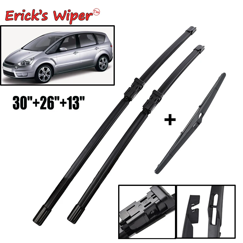 Ener'S Wiper Lhd Set Di Spazzole Tergicristallo Anteriori E Posteriori Per Ford S-Max Smax 2009 - 2015 Spazzole Per Parabrezza Parabrezza 30 "+ 26" + 