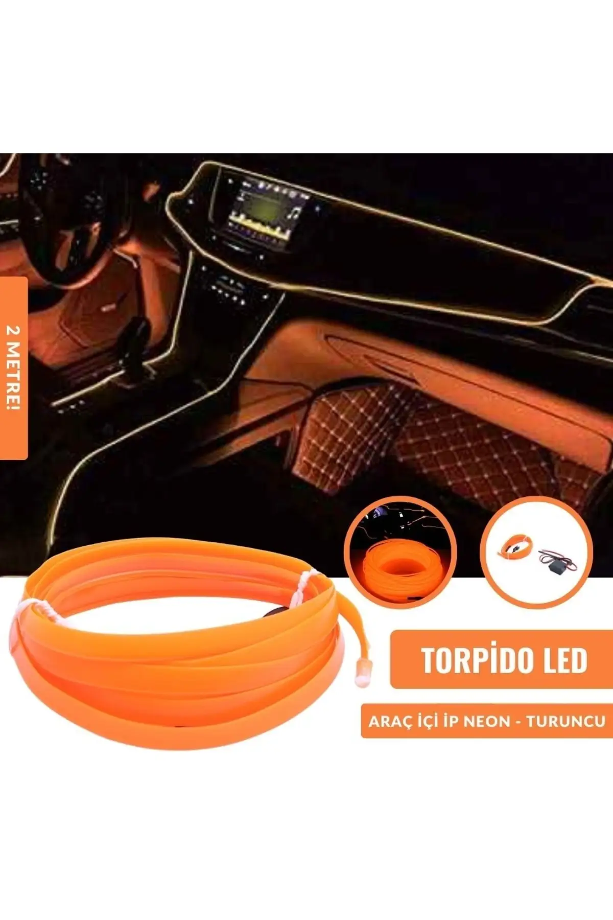 Corda Al Neon 2 Metri 12 Voltorange Ip Neon Ip Led In Auto Neon Led