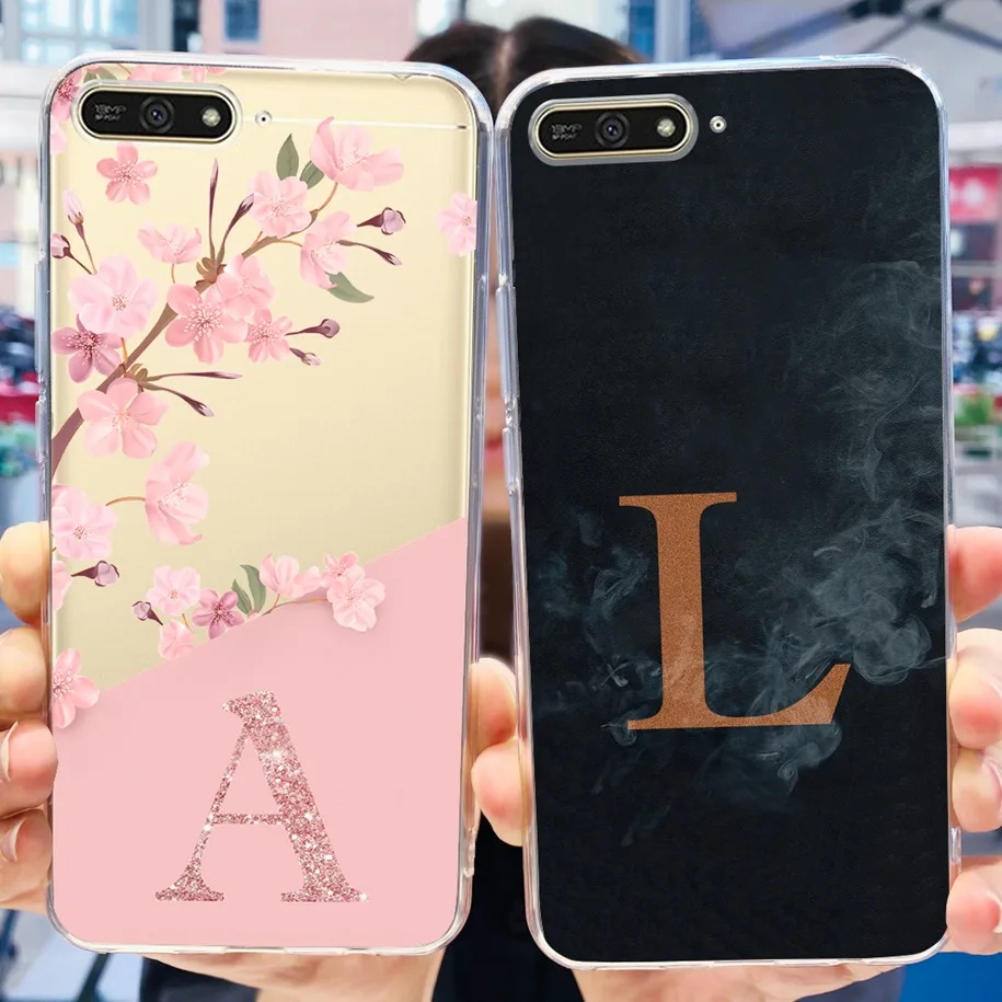 Per Huawei Y6 2018 Custodia Atu-Lx3 Atu-L21 Atu-L22 Paraurti Fashion Letters Cover Morbida Per Huawei Y6 Prime 2018 Atu-L31 Atu-L42 Funda