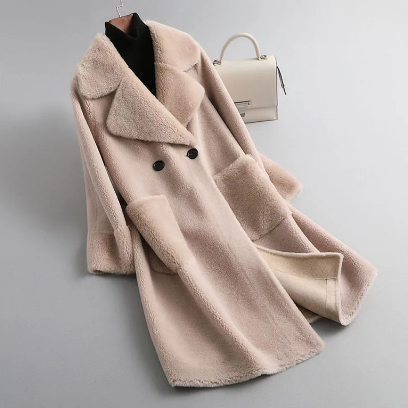 100 Australian Lamb Wool Particles Sheep Sheep Jacket Donna Soprabito 2023 Inverno New Loose Fur One Warm Fur Coat Capispalla Femminile