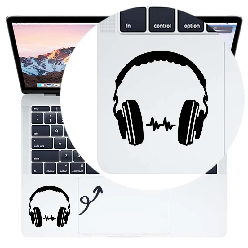 Dj Music Headphone Creative Trackpad Laptop Sticker Per Macbook Decal Air Pro 14 16 Retina 13 15 Pollici Mac Book Hp Notebook Decor
