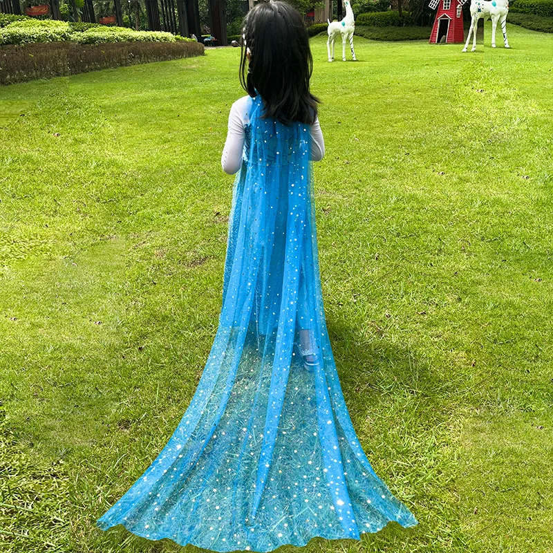Elsa Dress Mantello Summer Snow Queen Party Princess Cape Child Fancy Girls Christmas Halloween Costume Anna Elsa Dress Up