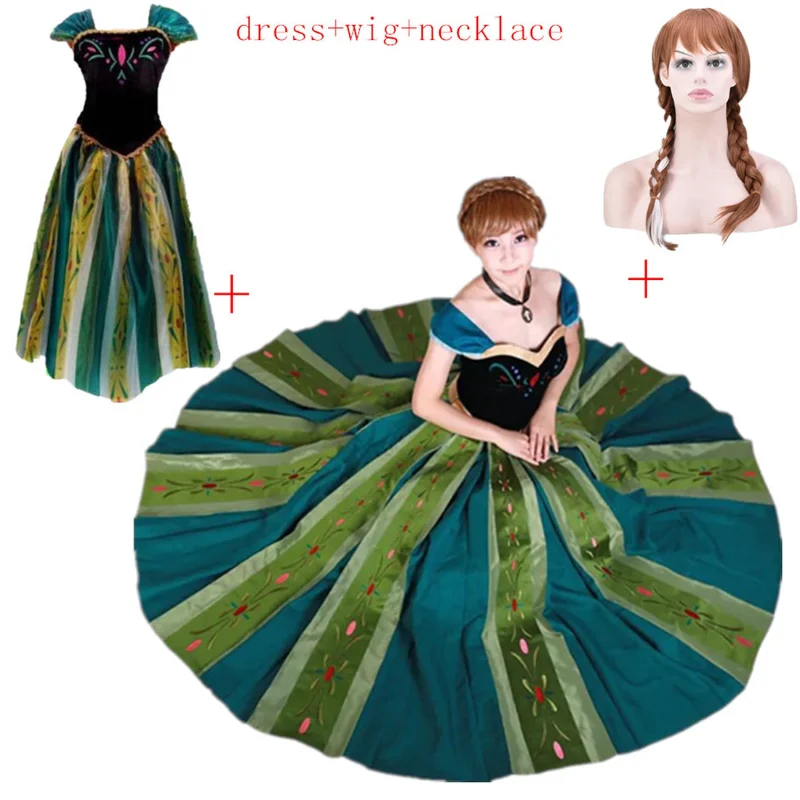 Elsa & Anna Birthday Fashion Ice Snow Queen Party Costume Cosplay Carnival Dress Adult Girls Lady Cenerentola Snow White Princess