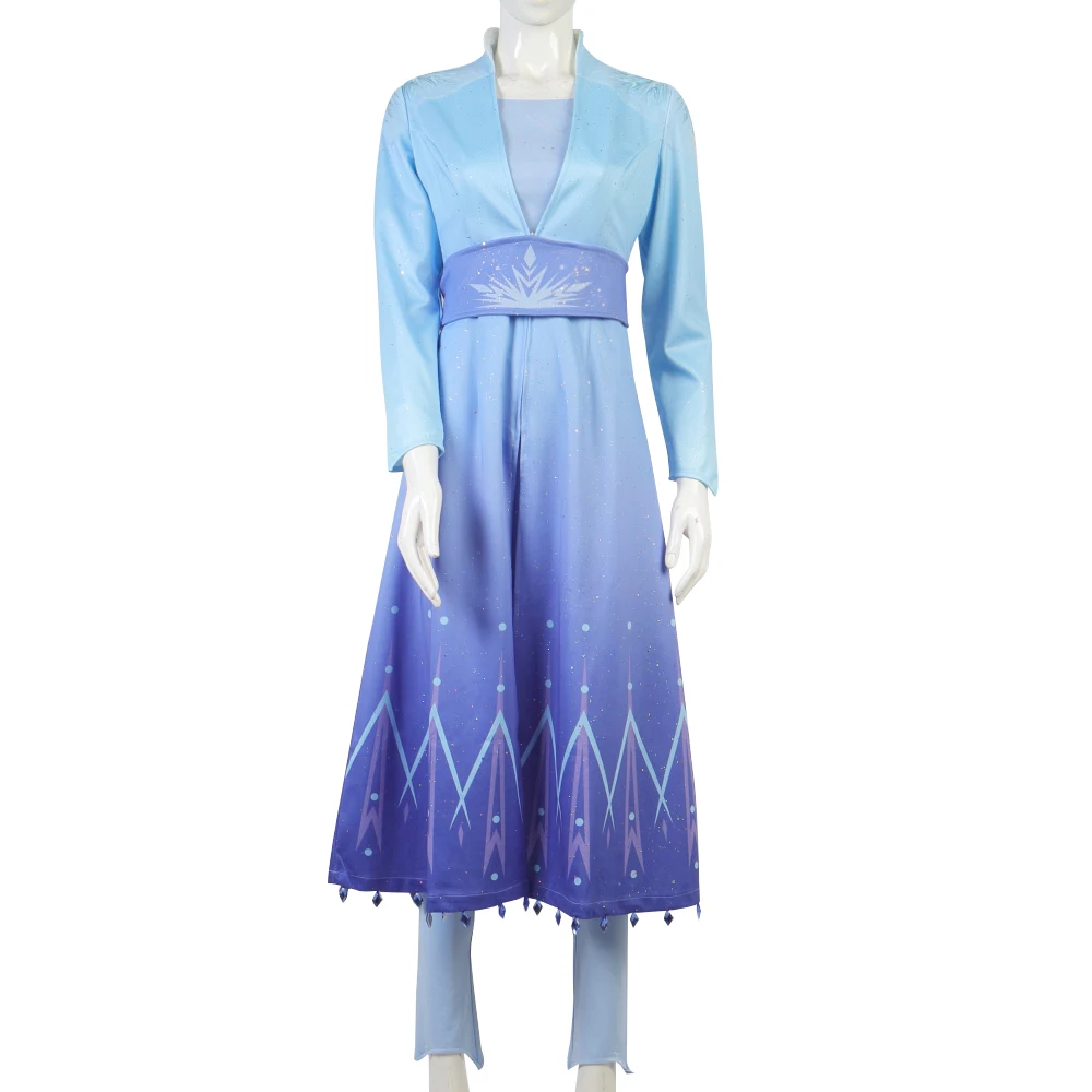 New Cosplay Snow Queen Adult Elsa Dress Costume Halloween Cosplay Elsa Anna Costume Princess Ice Queen Outfit Set Completi