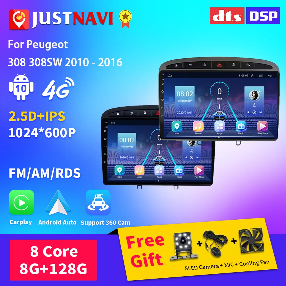 Justnavi Autoradio Per Peugeot 408 Per Peugeot 308 308Sw Android 10 Carplay Navigazione 2Din Autoradio Player Dvd Auto Multimedia