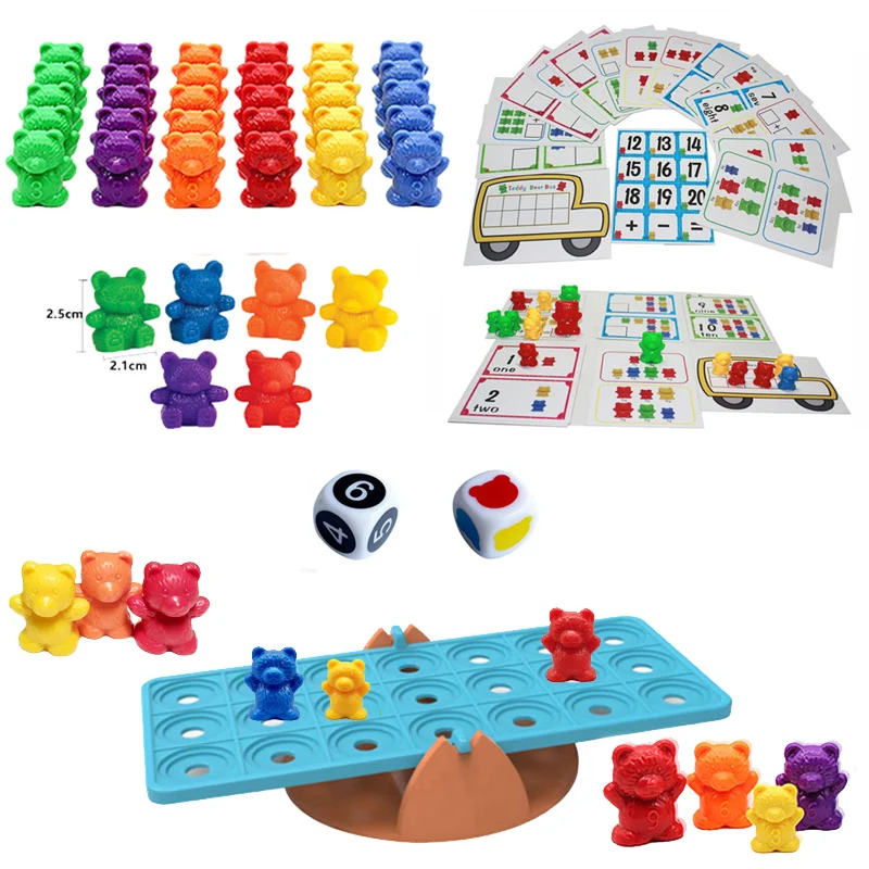 18/36 Rainbow Bear Montessori Benefit Wisdom Toys Con Stacking Cup Matching Game Classificazione Dei Colori Giocattoli Per La Prima Educazione