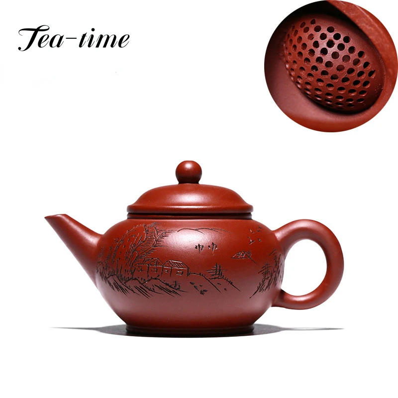 190Ml Authentic Raw Ore Dahongpao Mud Ball Hole Kettle Yixing Purple Clay Teapot Master Handmade Tea Pot Chinese Zisha Tea Set