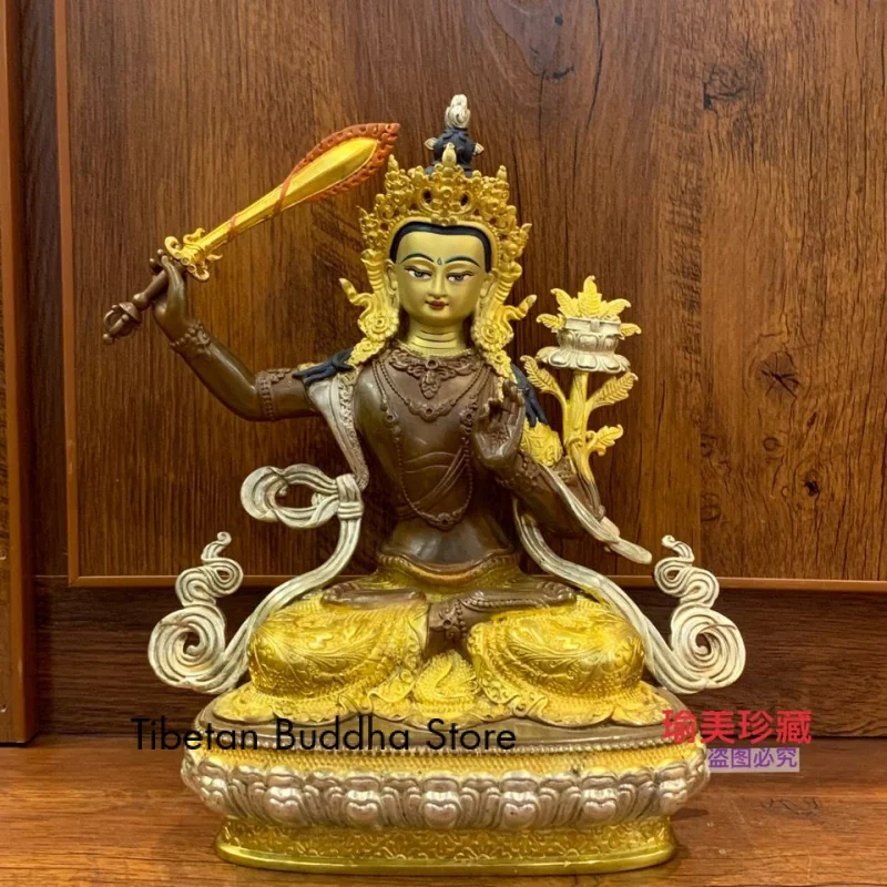 Manshu Bodhisattva Seiko Copper Gilt Buddha Ornament Buddismo Tibetano Tantra Buddha Utensili Vintage Gold Buddha Statue Boutique