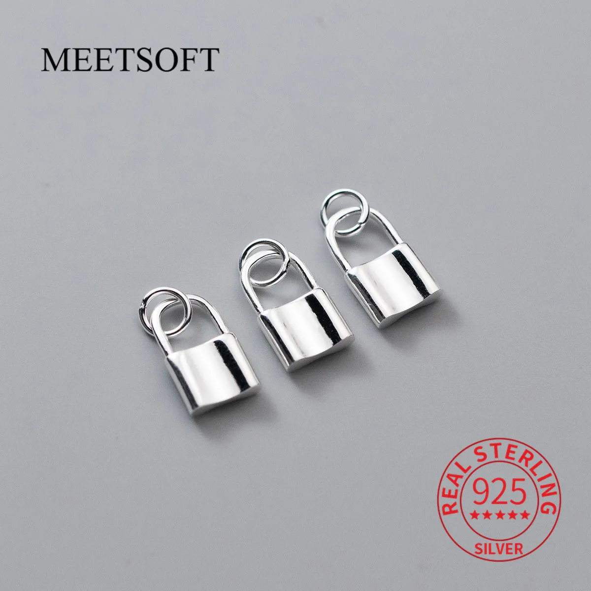 Meetsoft S925 Sterling Silver Vintage Seiko Lock Ciondolo Charms Di Collana Fatta A Mano Fai Da Te Accessorio Braccialetto Intrecciato All'Ingrosso