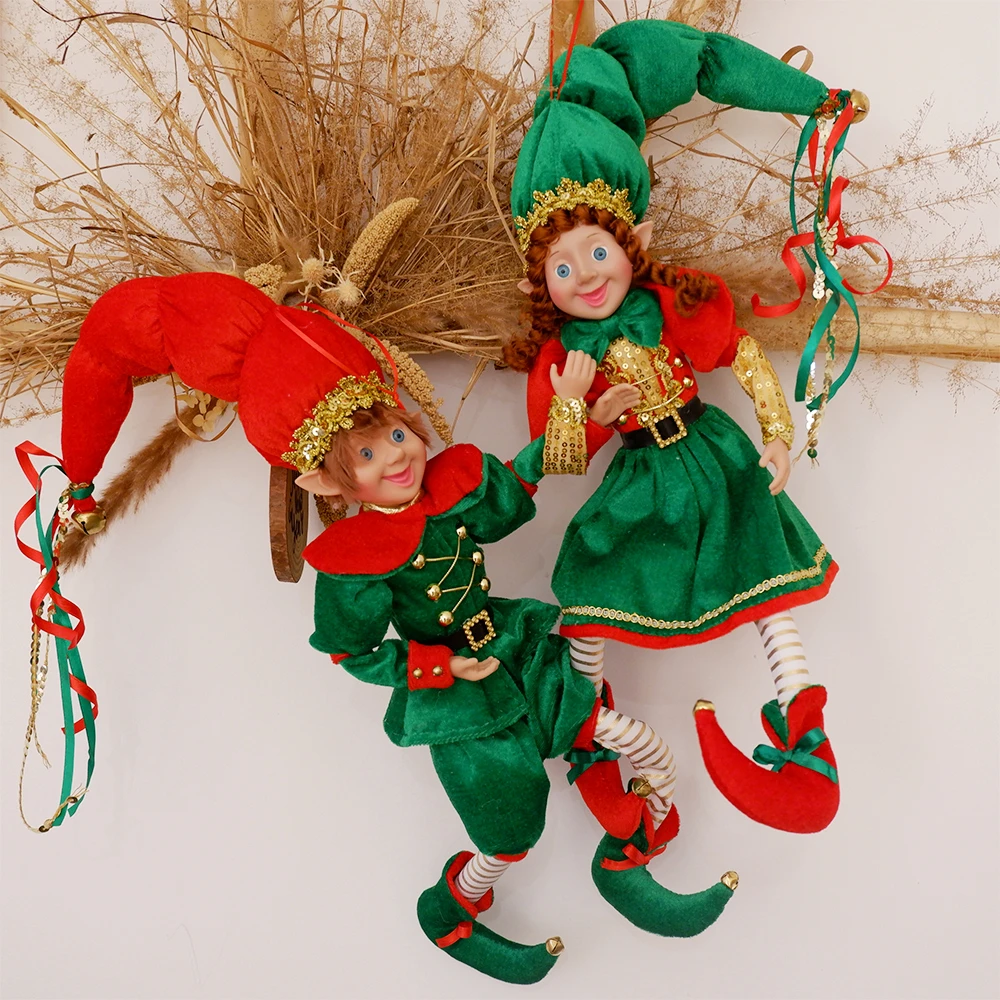 Coppia Di Elfi Navidad Regali Di Natale Di Capodanno Per Bambini Bambole Di Peluche Giocattoli Ciondolo Per Albero Di Natale Ornamenti A Goccia Decora
