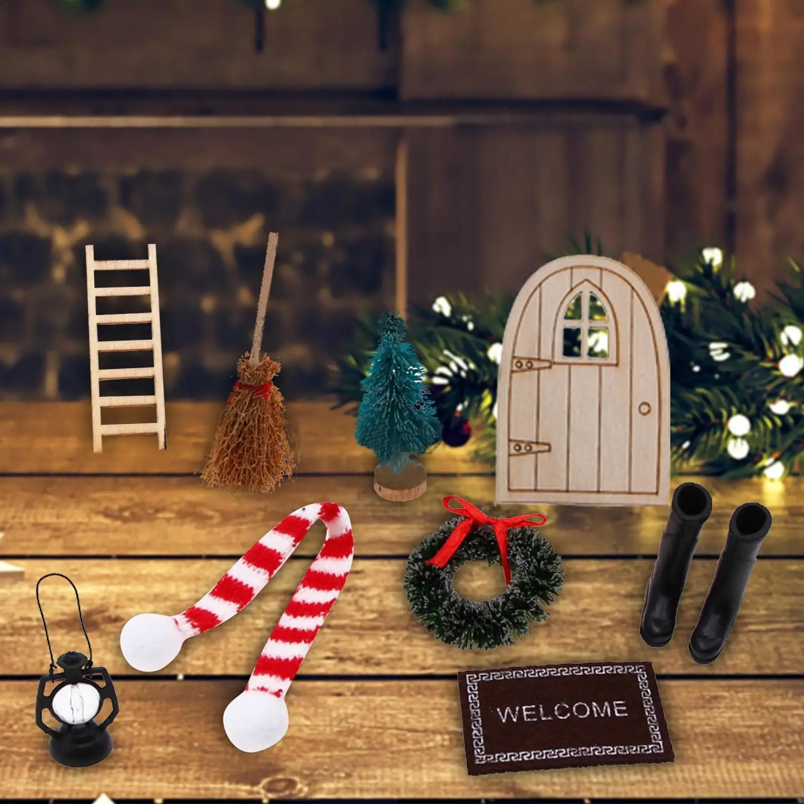 Mini House Elf Door Set Di Decorazioni Natalizie Decorazioni Carine Mini Elf Door Set Di Decorazioni Natalizie Scena In Miniatura