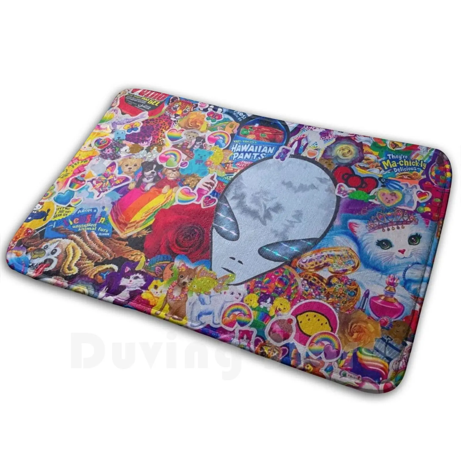 90S Collage Morbido Tappetino Antiscivolo Tappeto Tappeto Cuscino Arte Colorata Arte Astratta Lisa Frank Anni '90 Baby 90S Art Collage