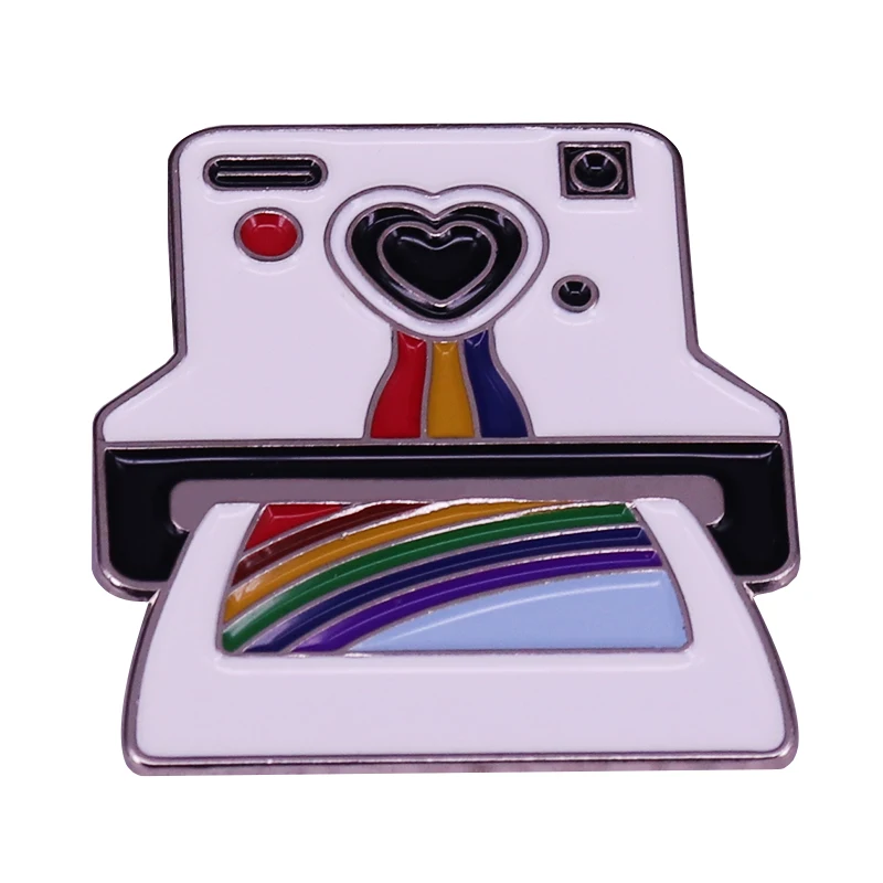 Pellicola Istantanea Vintage Polaroid Camera Rainbow Cam Pin 80S Popular Culture Spilla Classica Scuotilo Come Un'Immagine Polaroid