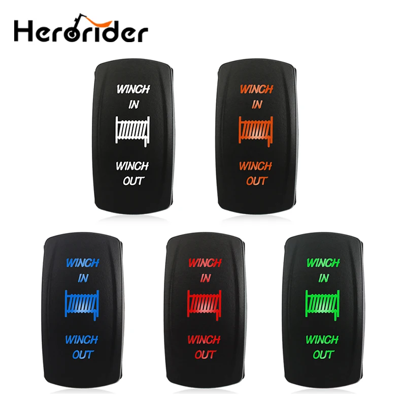 Nuovo 12V 24V Verricello In Winch Fuori Interruttore A Bilanciere (On)-Off-(On) 7 Spille Laser Blu Momentaneo Rocker Toggle Switch Led Blu