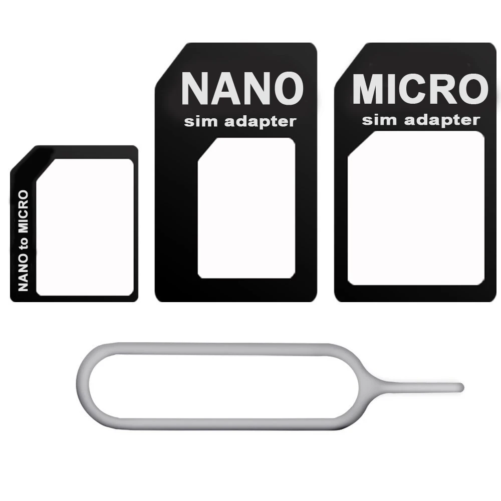 4 In 1 Convertire Nano Sim Card Per Micro Adattatore Standard Per Iphone7 5 5S 6 6S Plus Se 5C Xiaomi 5 4 Redmi 3S 4 3 Huawei Honor 7 8